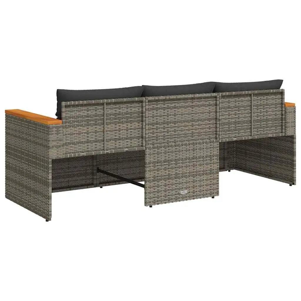 3-Seater Garden Sofa with Cushions in Grey