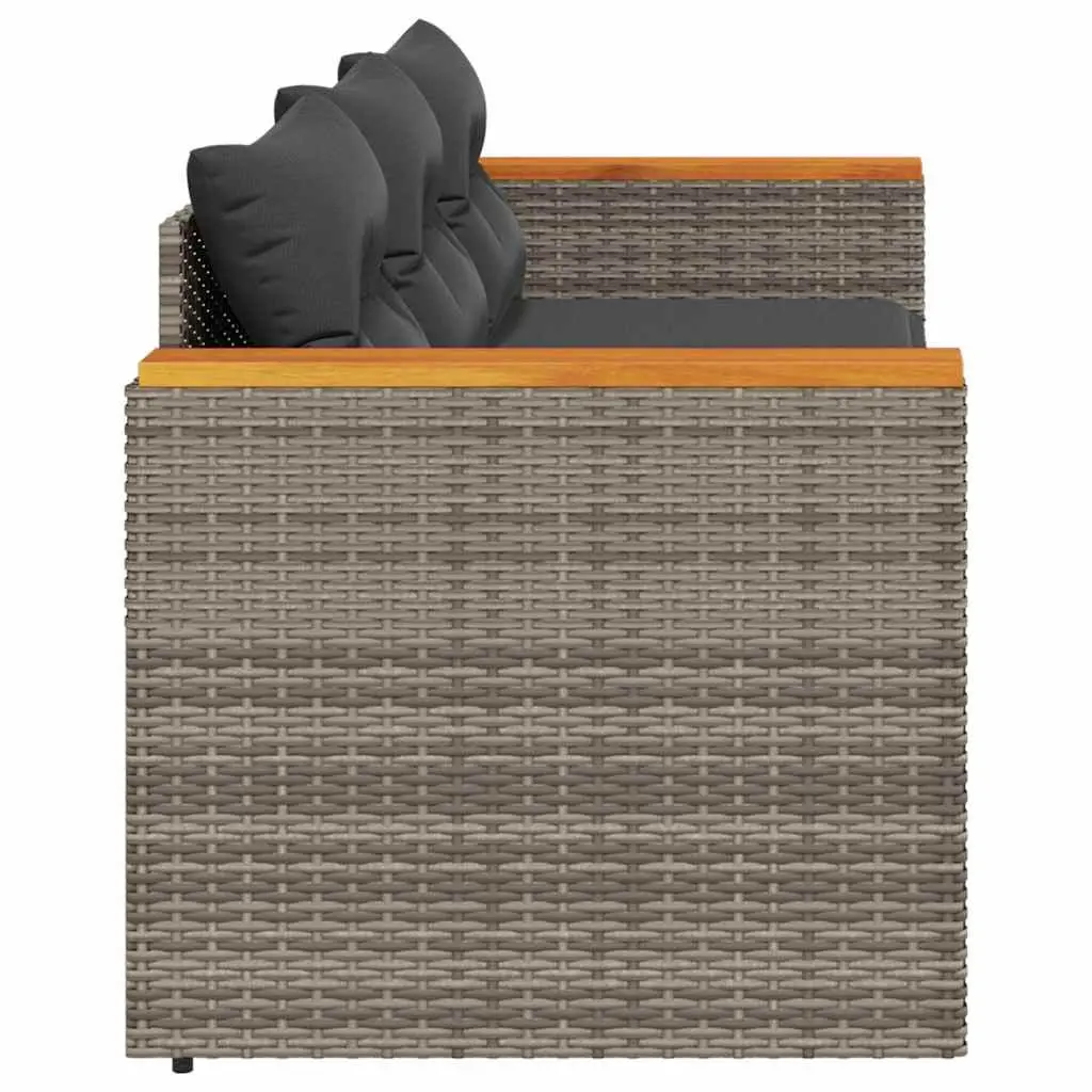 3-Seater Garden Sofa with Cushions in Grey