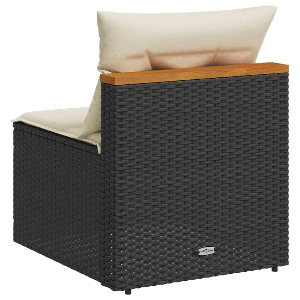 Outdoor Garden Sofas PE Rattan Modular Armless Seating with Cushions 2 Pieces Black