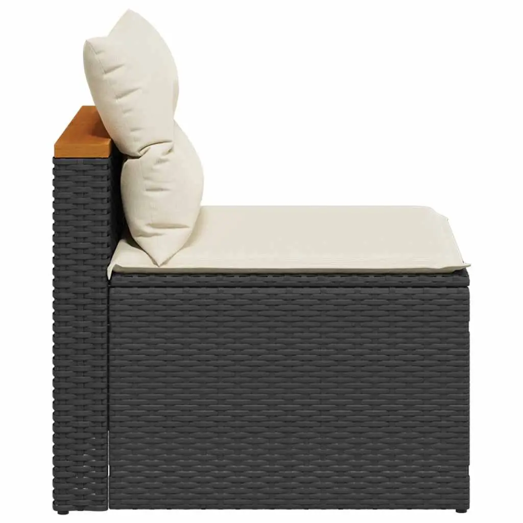 Outdoor Garden Sofas PE Rattan Modular Armless Seating with Cushions 2 Pieces Black