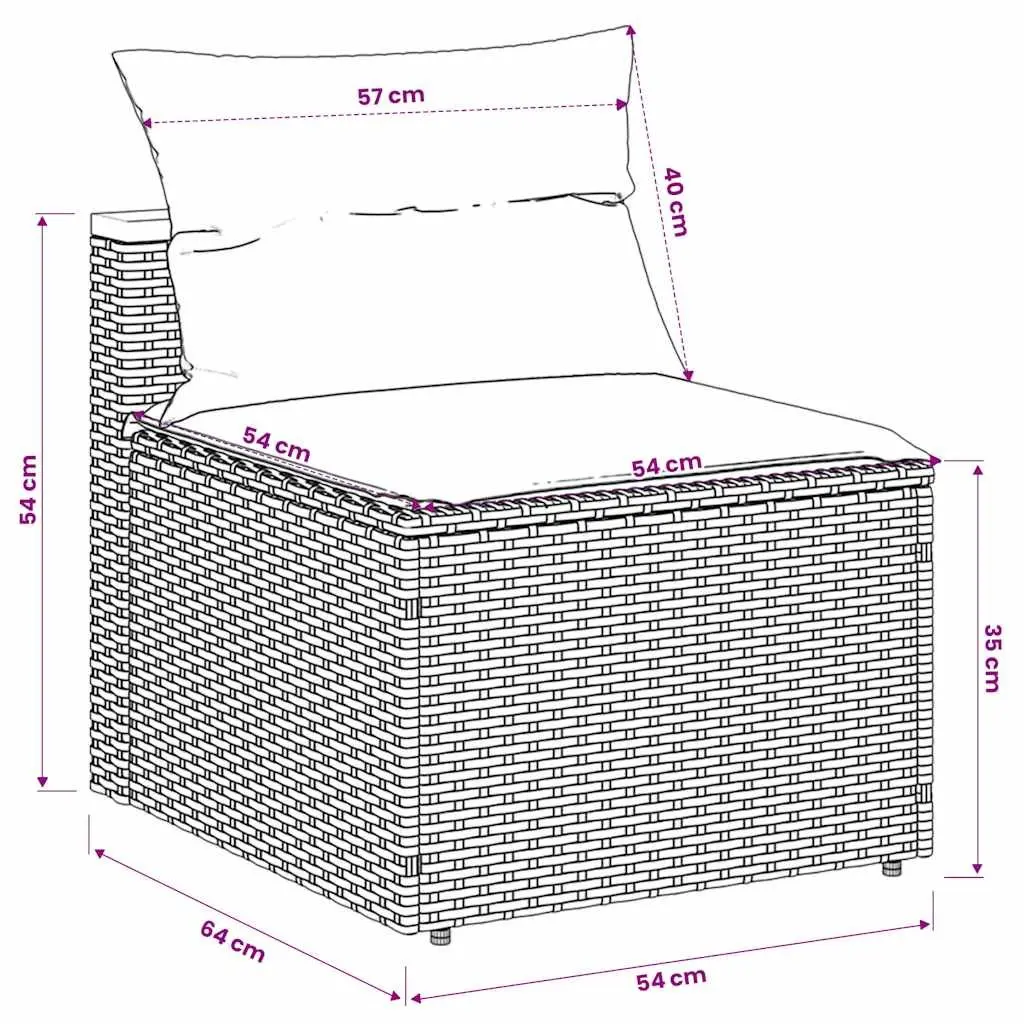 Outdoor Garden Sofas PE Rattan Modular Armless Seating with Cushions 2 Pieces Black