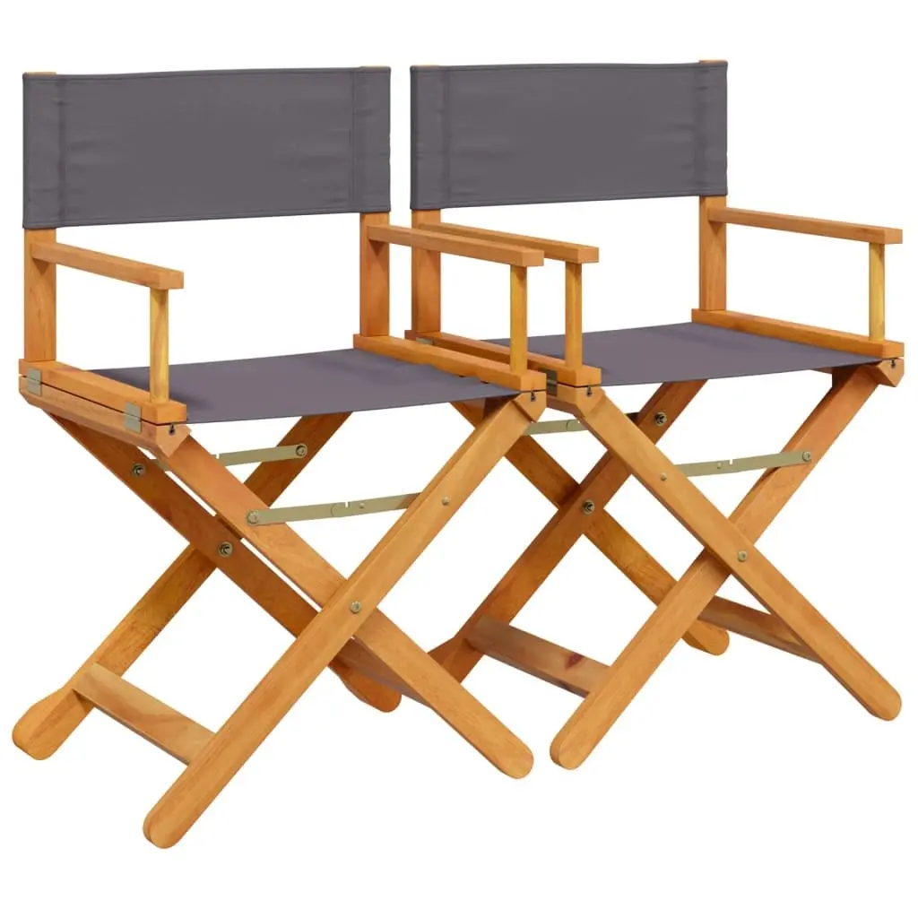 Grey Fabric Folding Director Chairs 2 pcs