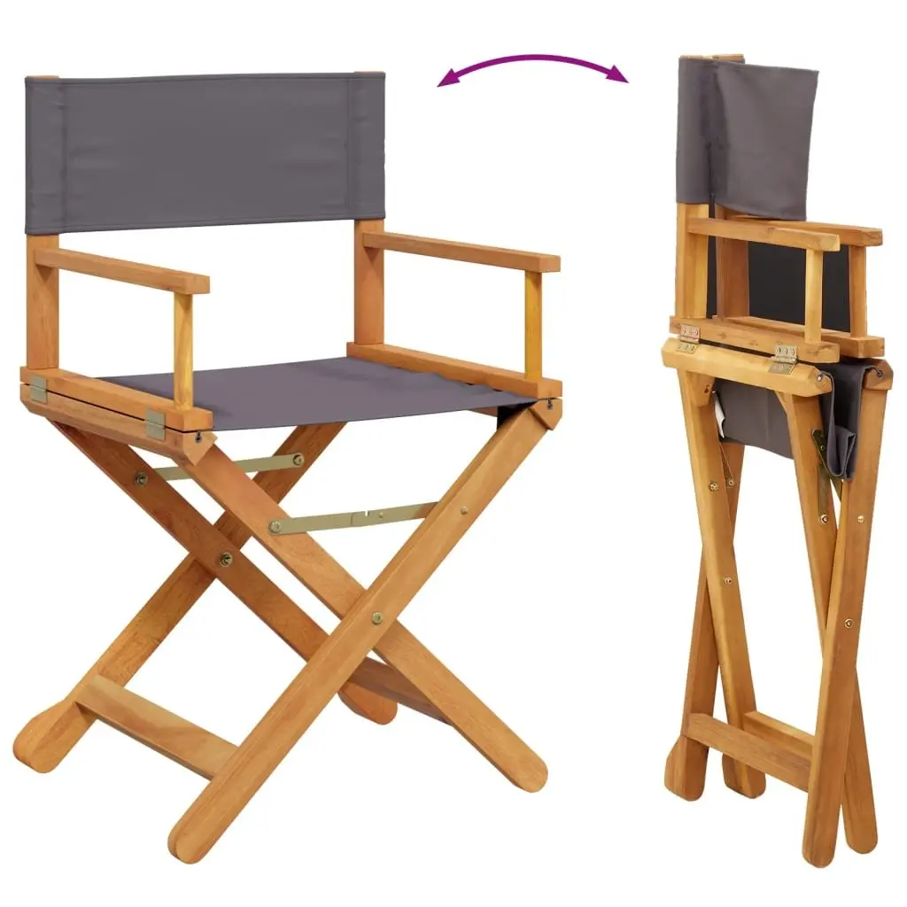 Grey Fabric Folding Director Chairs 2 pcs