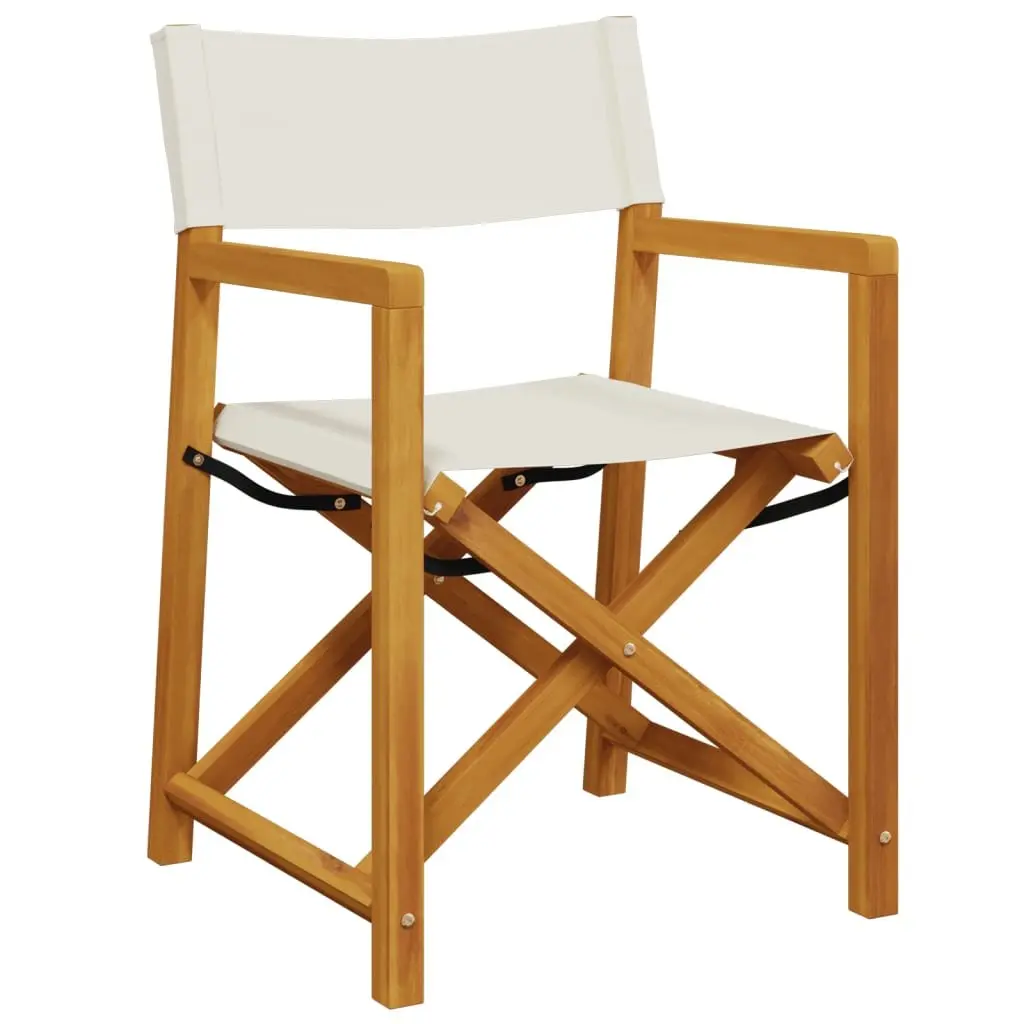 Folding Director Chairs Solid Acacia Wood Cream Outdoor 2 Pieces
