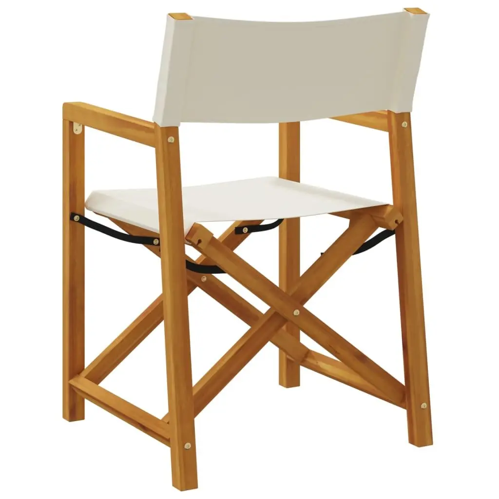 Folding Director Chairs Solid Acacia Wood Cream Outdoor 2 Pieces