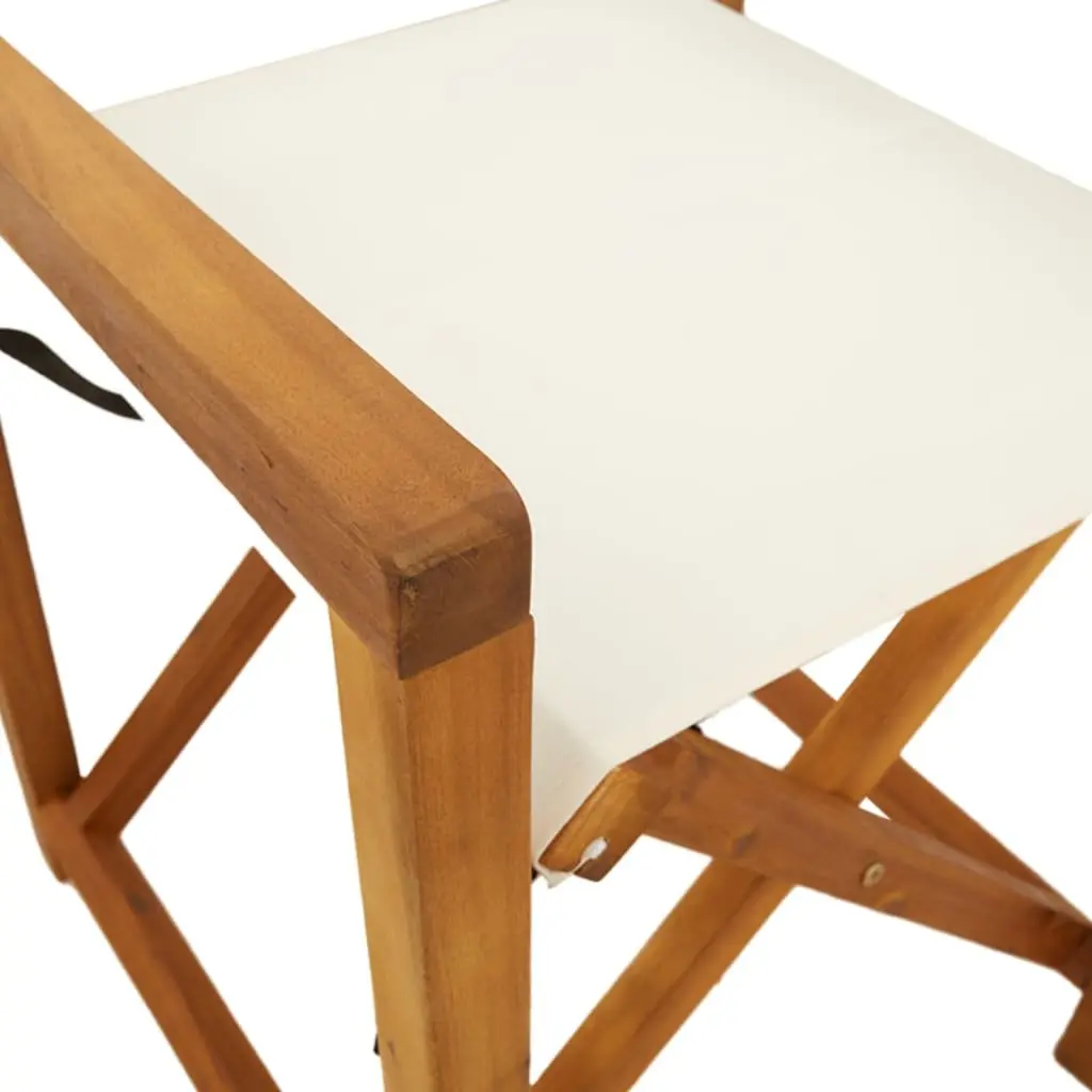 Folding Director Chairs Solid Acacia Wood Cream Outdoor 2 Pieces