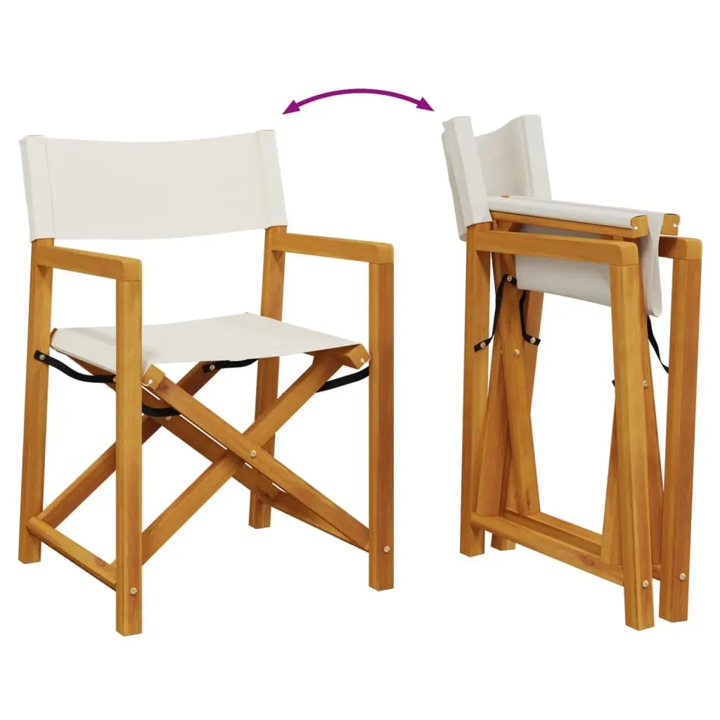 Folding Director Chairs Solid Acacia Wood Cream Outdoor 2 Pieces