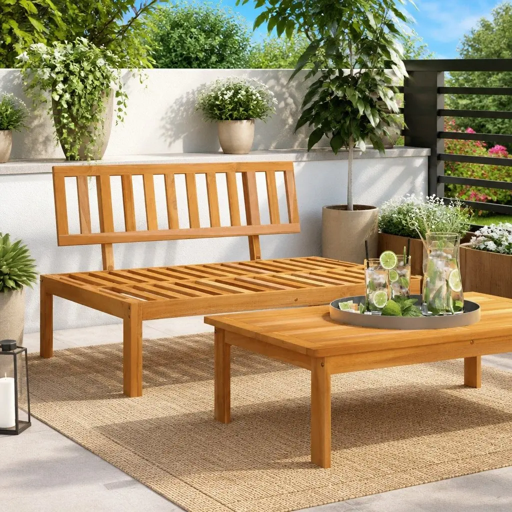 Acacia Wood Pallet Sofa Middle Section for Outdoor Use