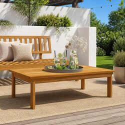 Durable Slatted Acacia Wood Garden Table 100x60x30cm