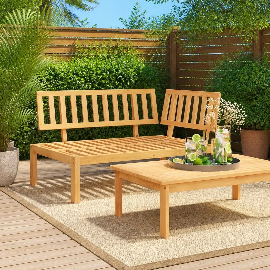 Modular Corner Sofa in Solid Acacia Wood for Outdoors