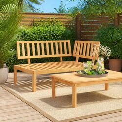 Garden Pallet Corner Sofa Outdoor Sectional Seating Modular Slatted Design