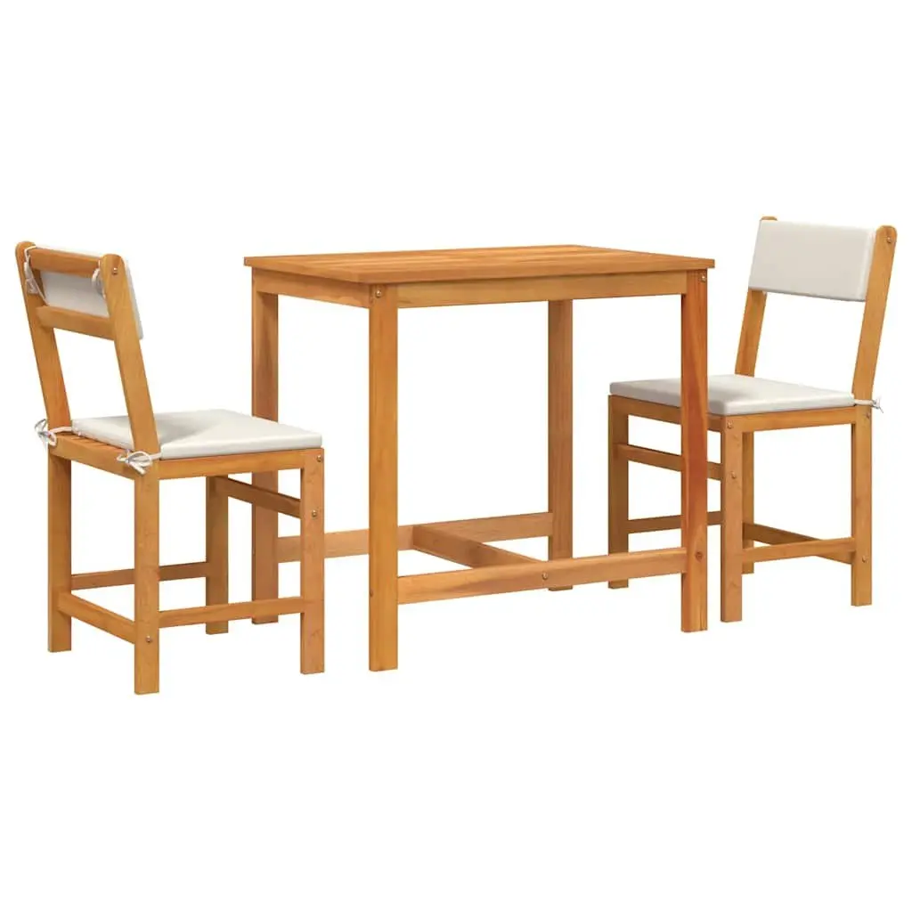 Solid Acacia Wood 3 Piece Balcony Set with Cushions