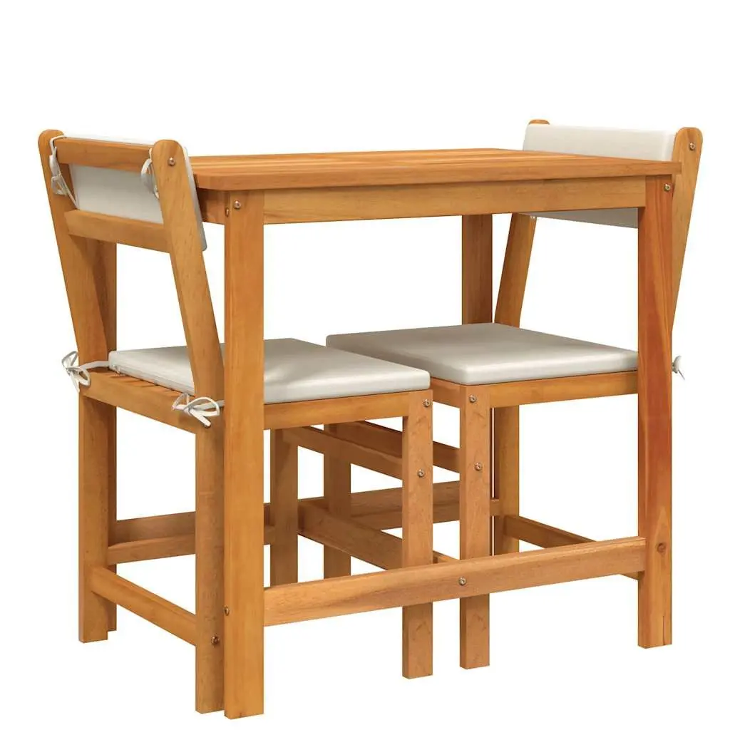 Solid Acacia Wood 3 Piece Balcony Set with Cushions