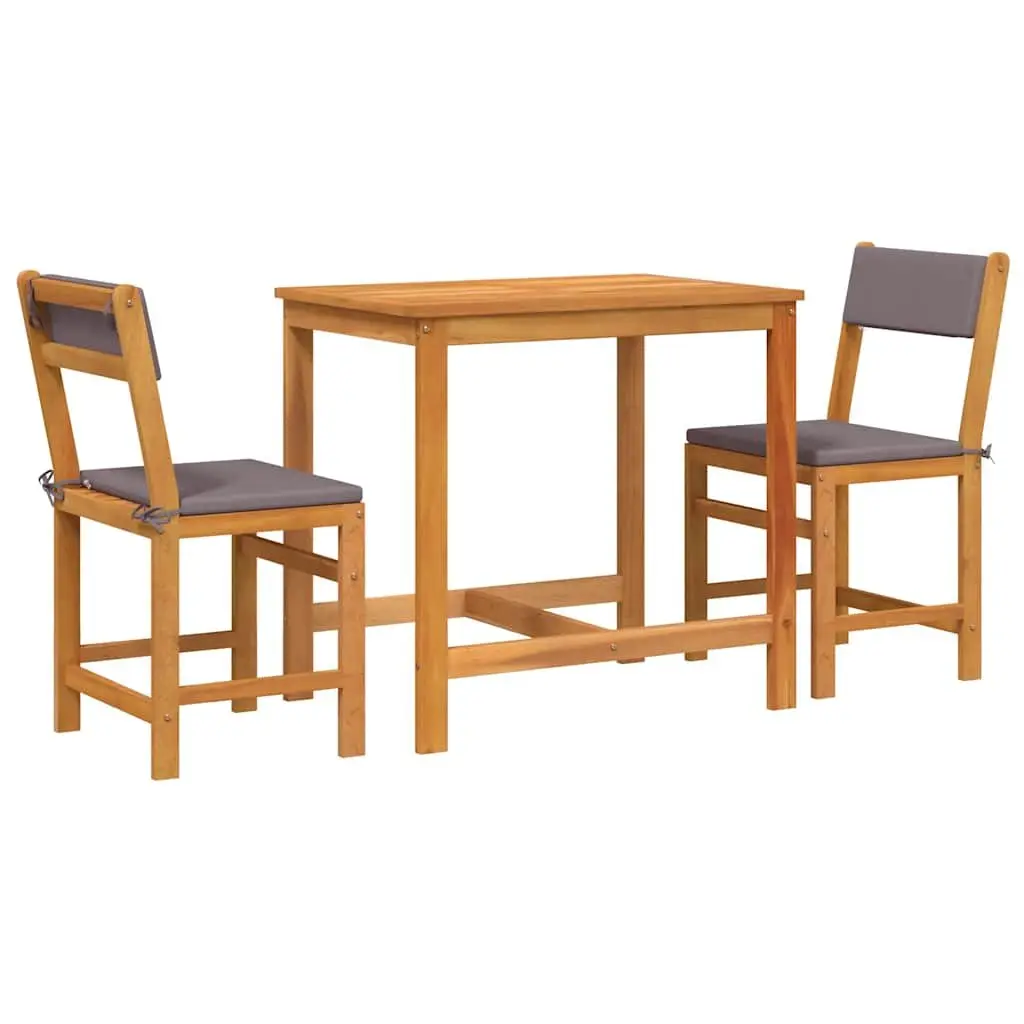 Solid Acacia Wood 3 Piece Balcony Set with Cushions