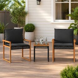 Durable 3 Piece Black Bistro Set for Outdoor Spaces