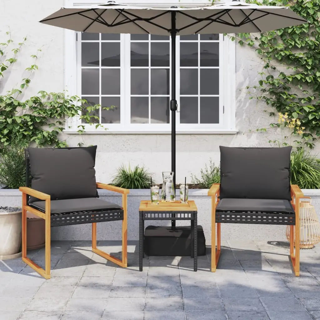 3 Piece Black Bistro Set for Outdoor Spaces