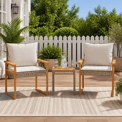 Premium 3 Piece Bistro Set with Cushions in Beige