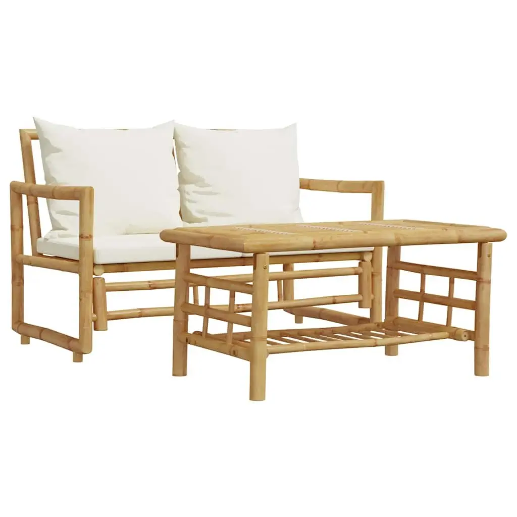 2 Piece Garden Sofa Set Bamboo Brown