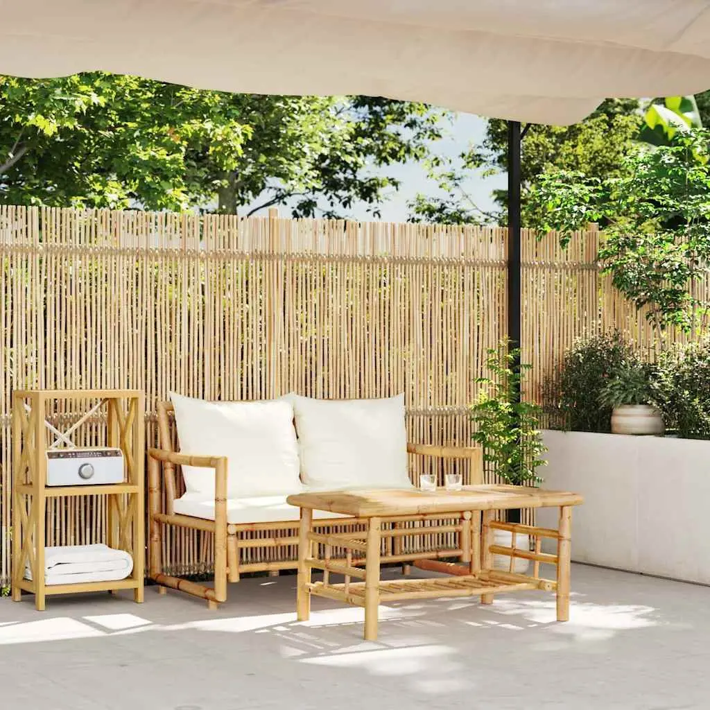 2 Piece Garden Sofa Set Bamboo Brown
