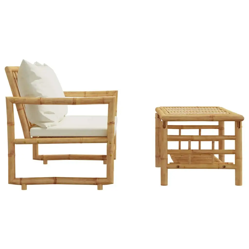 2 Piece Garden Sofa Set Bamboo Brown