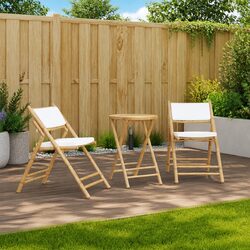 2 Piece Folding Bistro Set Outdoor Patio Garden Furniture with Cushions Bamboo
