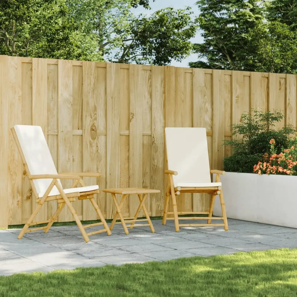Bamboo Folding Garden Reclining Chairs with Cushions