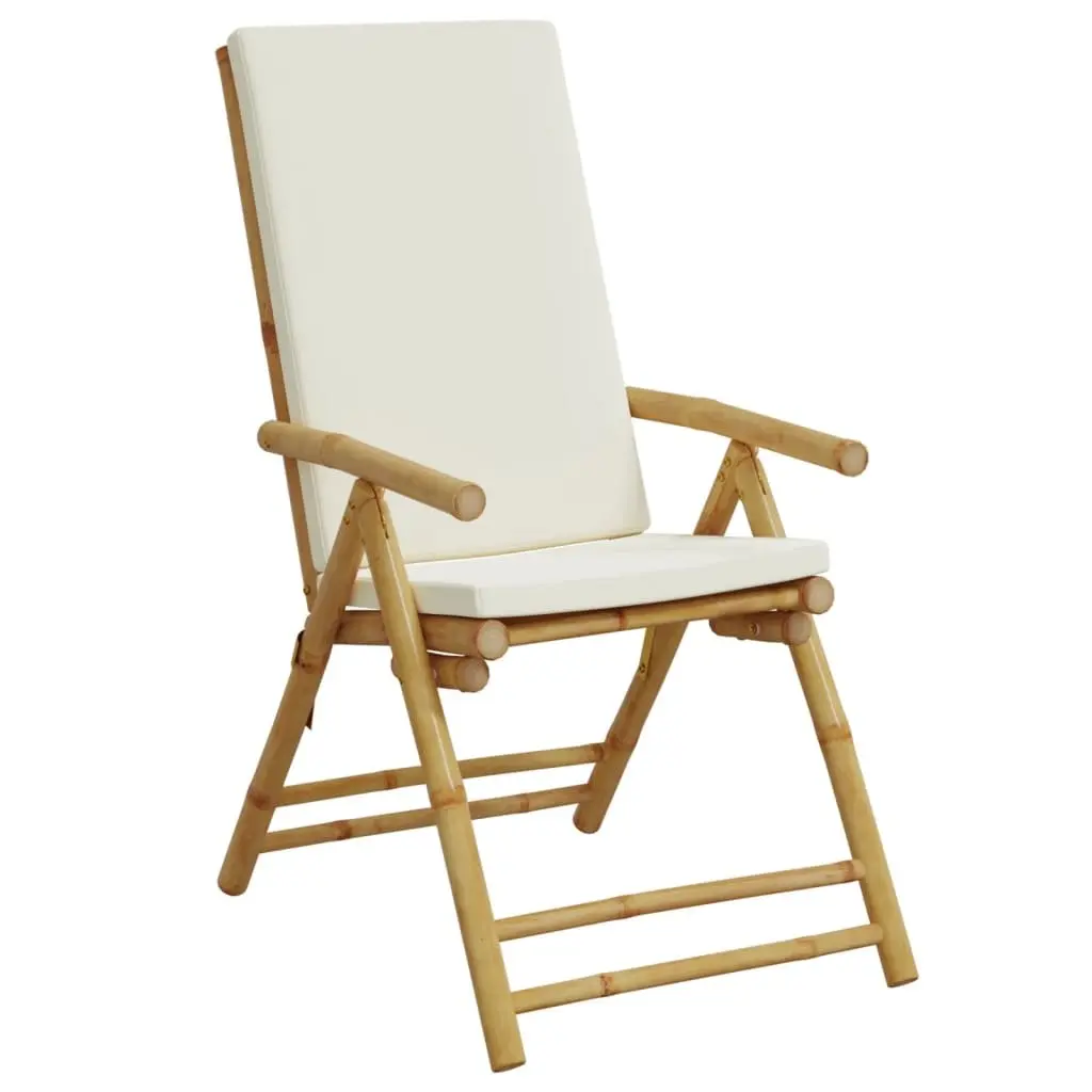 Bamboo Folding Garden Reclining Chairs with Cushions