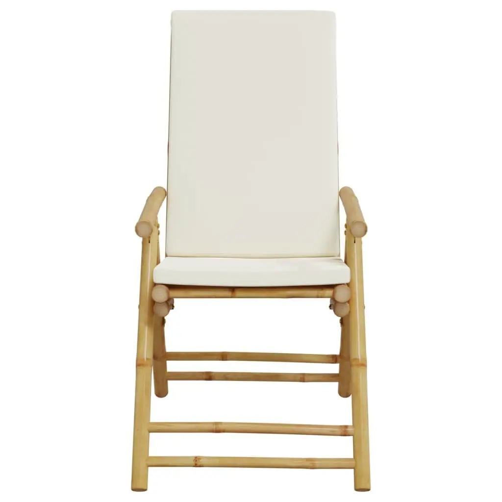 Bamboo Folding Garden Reclining Chairs with Cushions