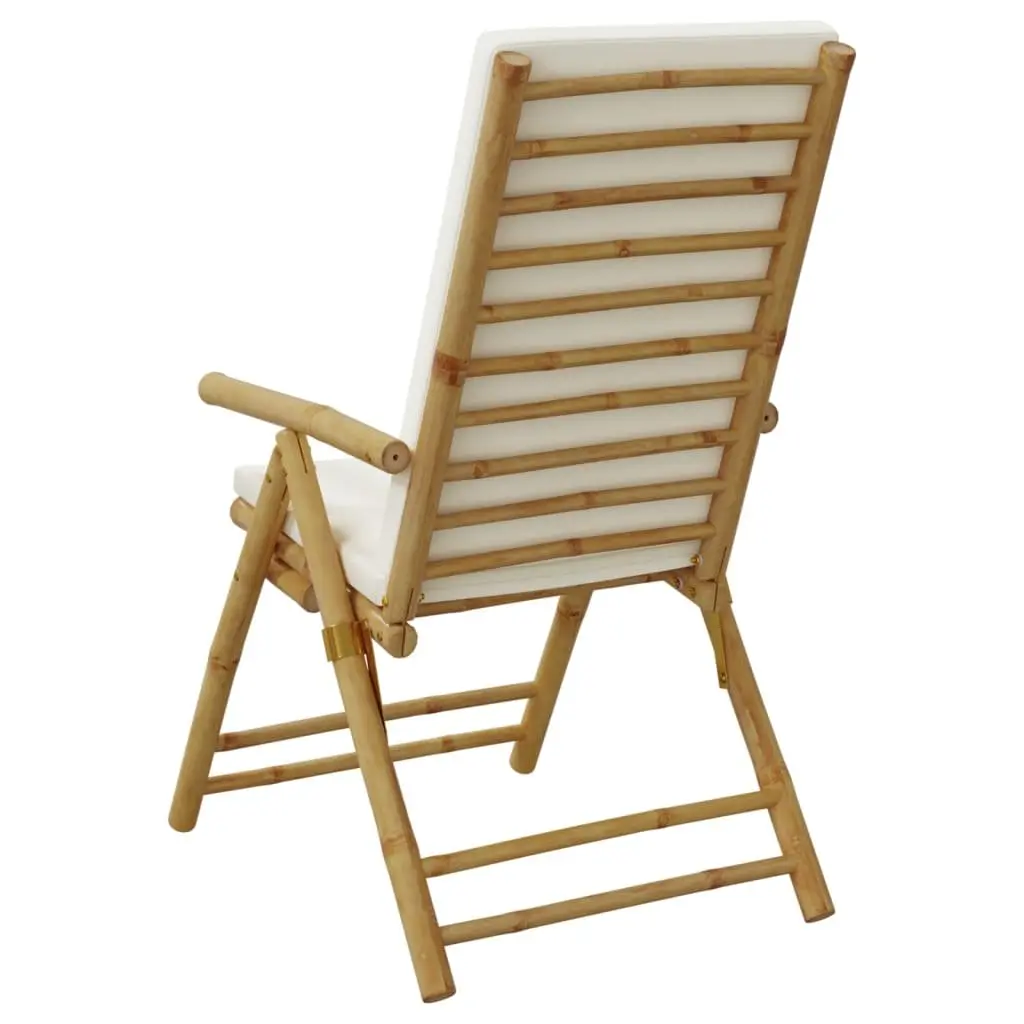 Bamboo Folding Garden Reclining Chairs with Cushions