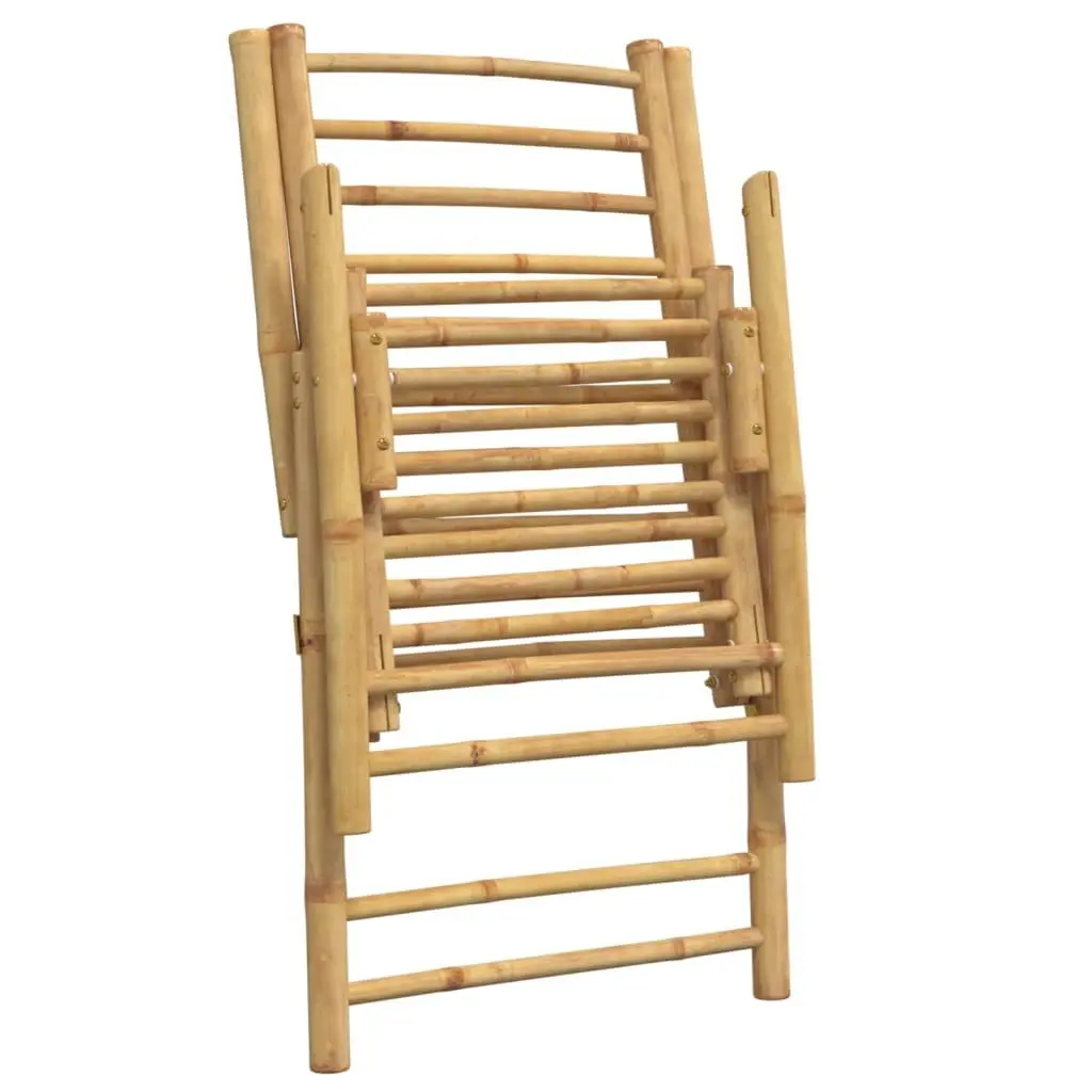 Bamboo Folding Garden Reclining Chairs with Cushions
