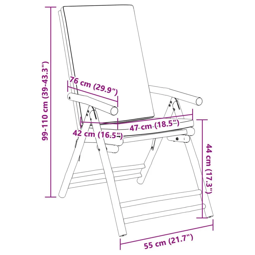 Bamboo Folding Garden Reclining Chairs with Cushions