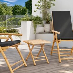 Brown Bamboo Folding Garden Table 45x45x45 cm