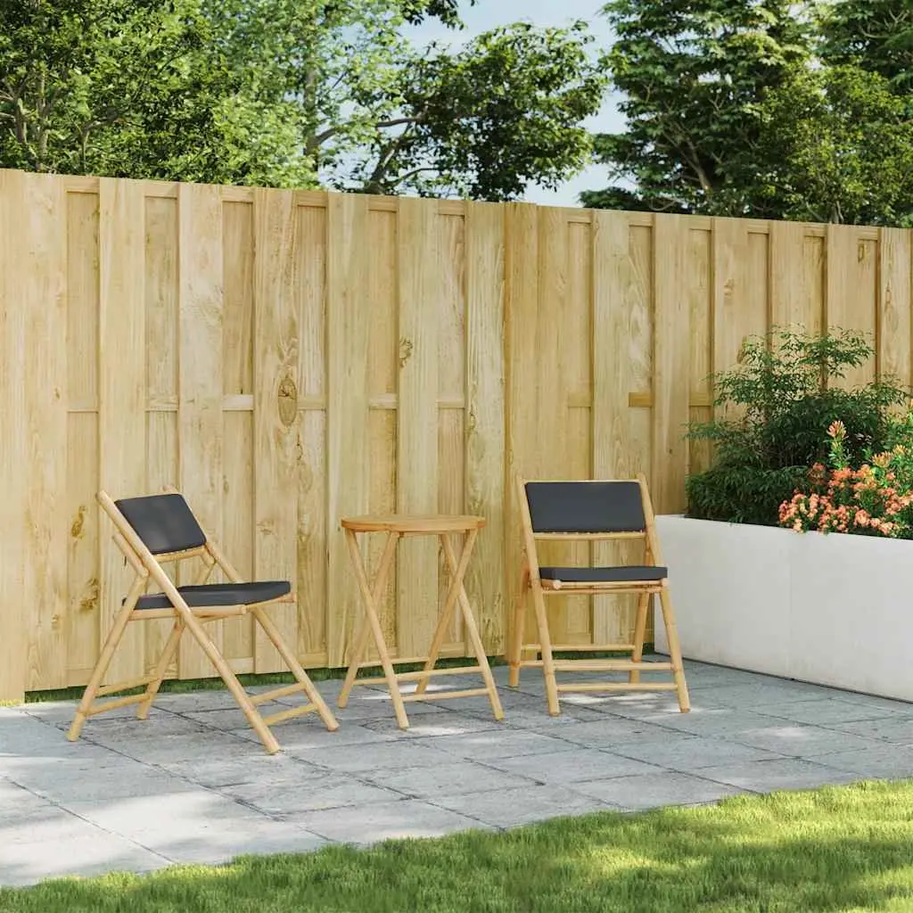 Round Bamboo Folding Garden Table for Patios and Outdoors