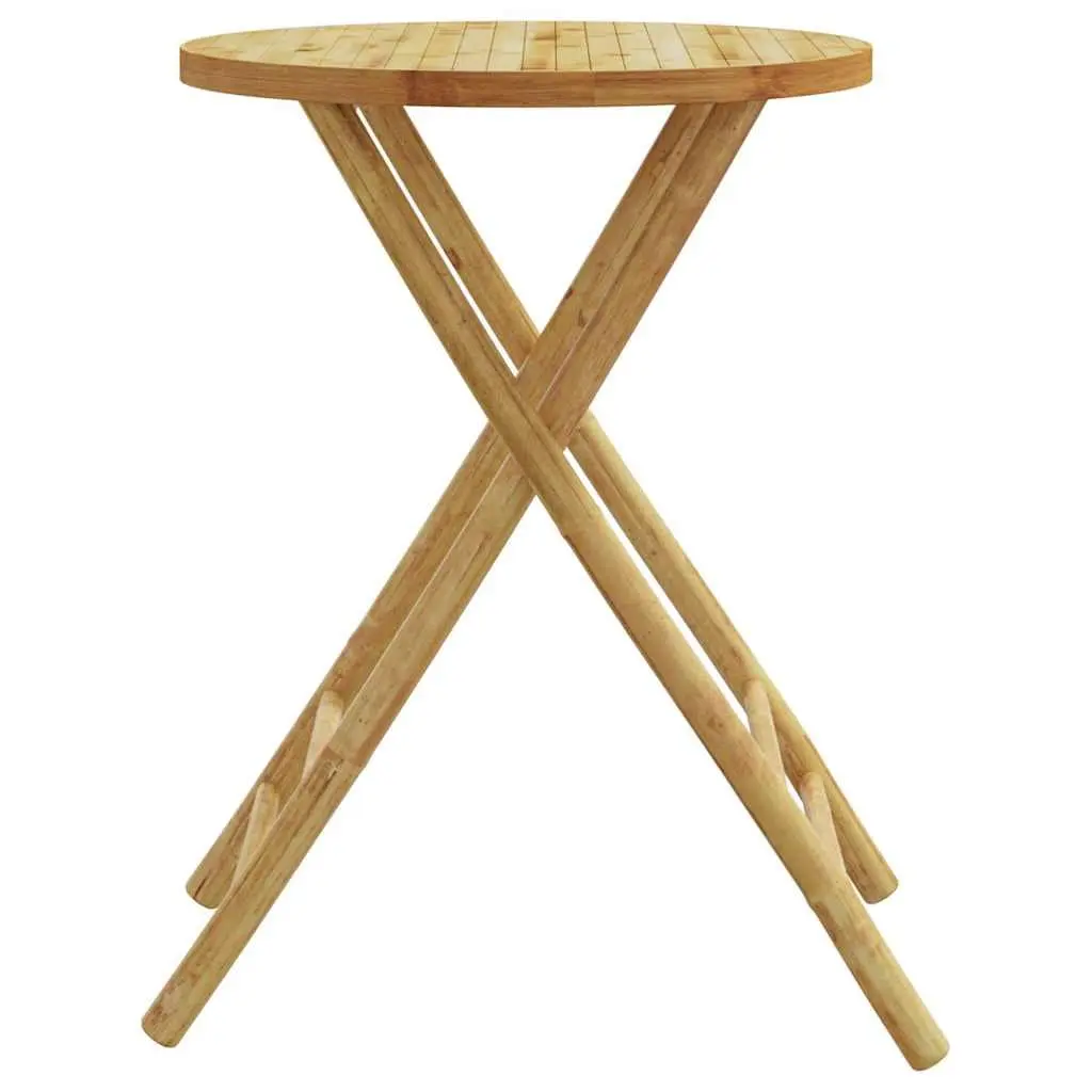 Round Bamboo Folding Garden Table for Patios and Outdoors