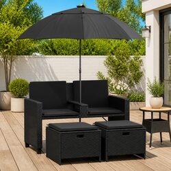 High-Quality Black 2-Seater Outdoor Garden Sofa Set