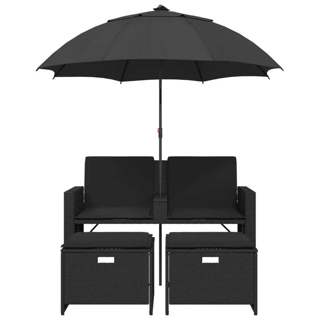 Black 2-Seater Outdoor Garden Sofa Set
