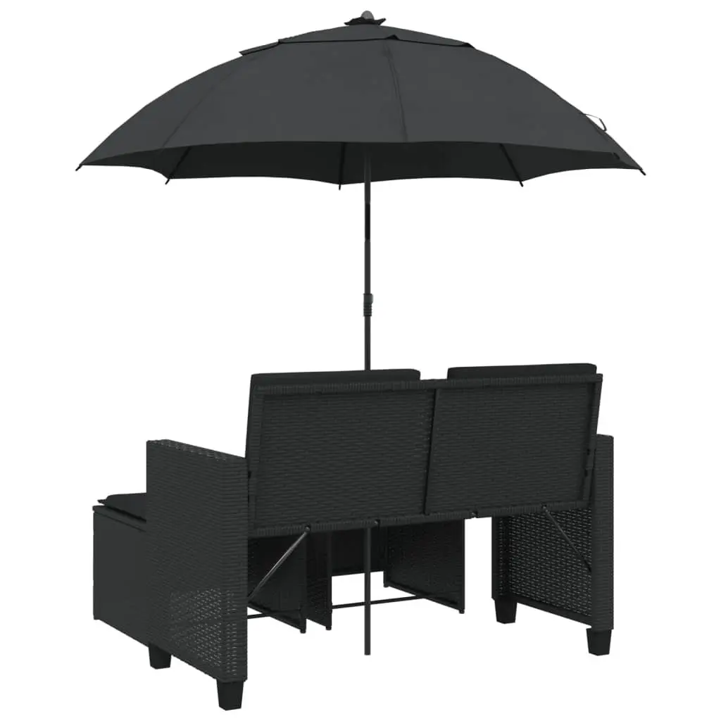Black 2-Seater Outdoor Garden Sofa Set