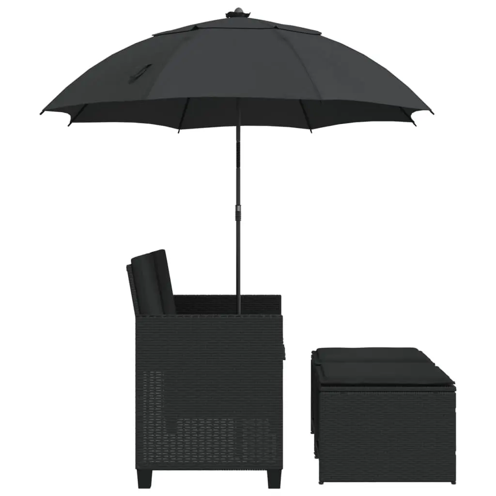 Black 2-Seater Outdoor Garden Sofa Set