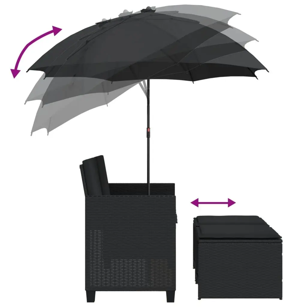 Black 2-Seater Outdoor Garden Sofa Set