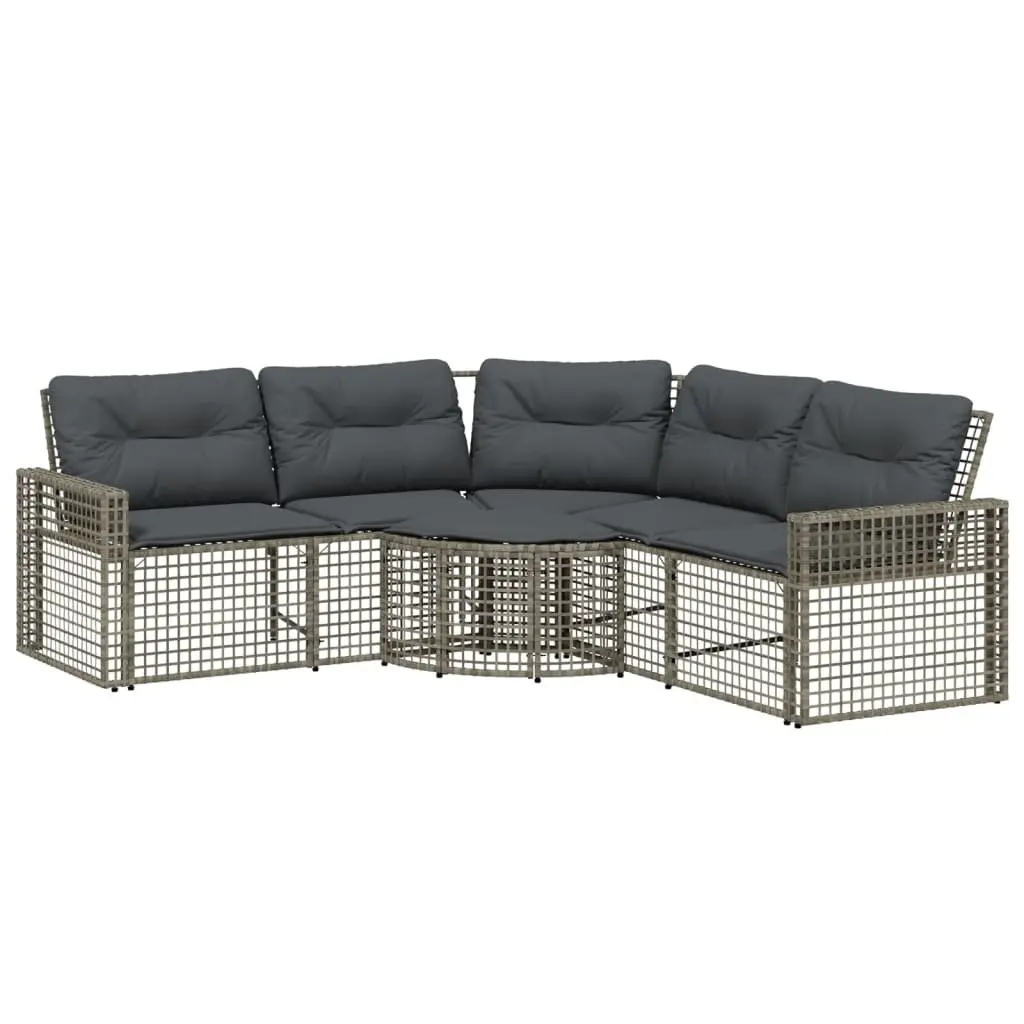 L-Shaped Garden Sofa with Footstool in Grey