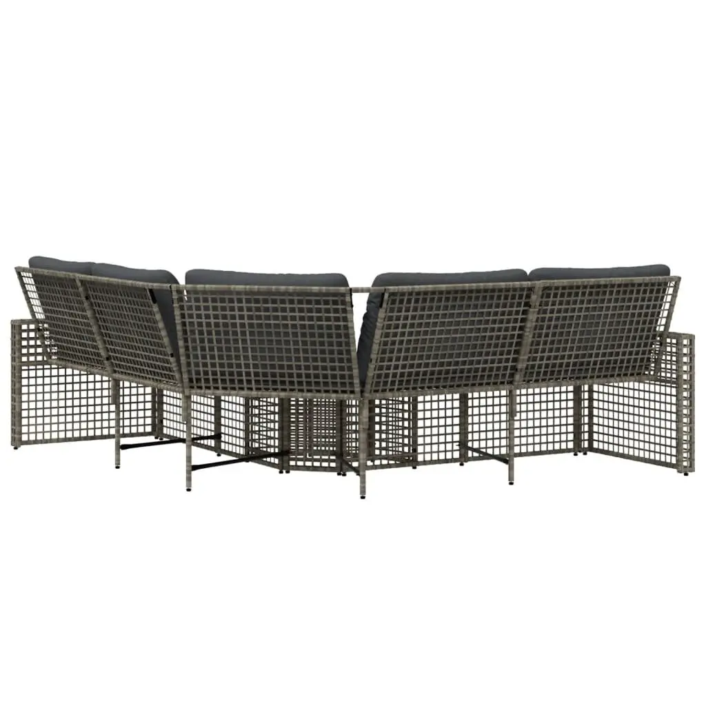 L-Shaped Garden Sofa with Footstool in Grey