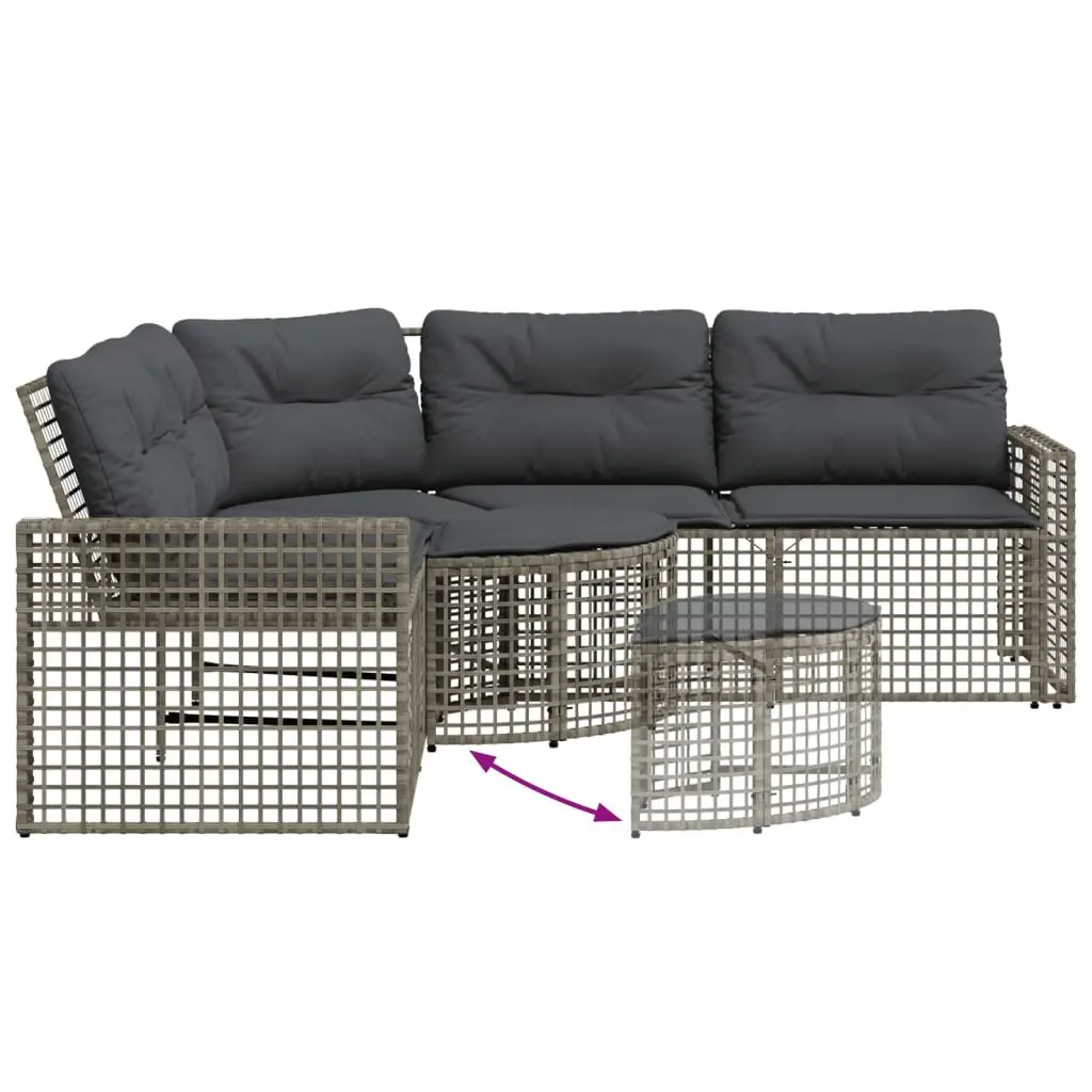 L-Shaped Garden Sofa with Footstool in Grey