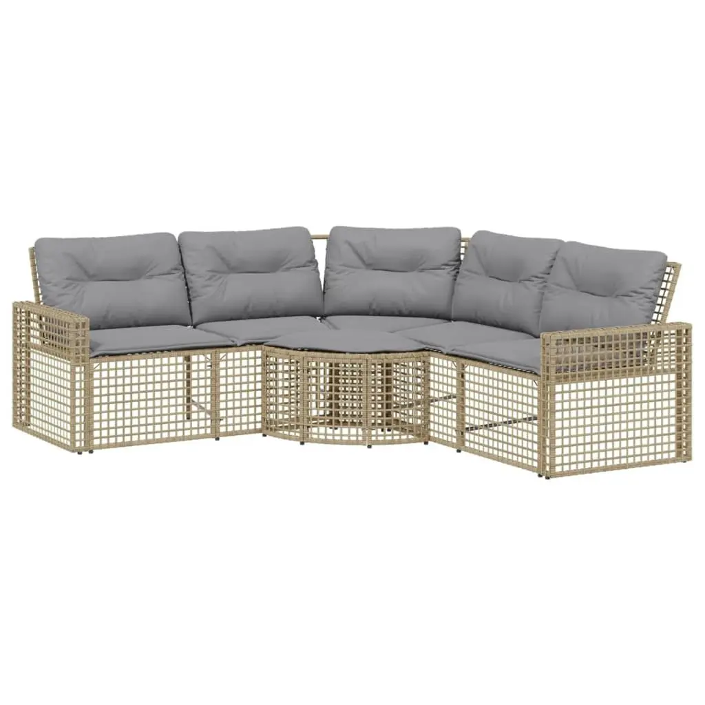 L-Shaped Garden Sofa with Cushions and Footstool