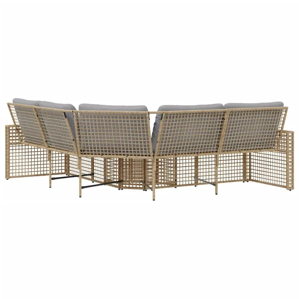 L-Shaped Garden Sofa with Cushions and Footstool