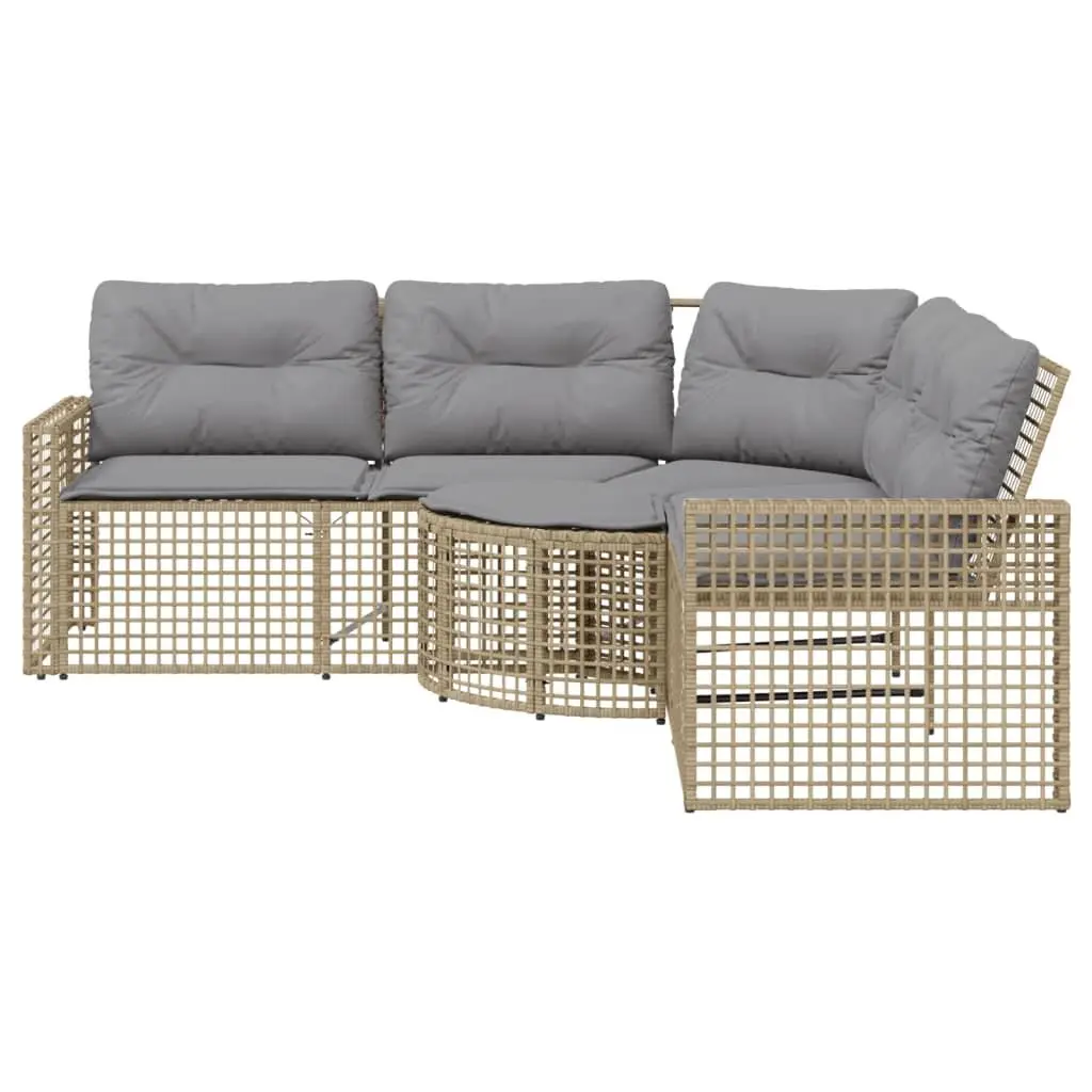 L-Shaped Garden Sofa with Cushions and Footstool
