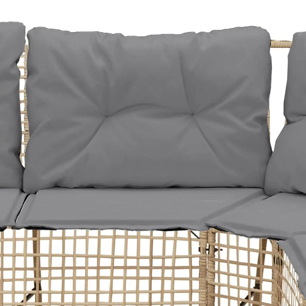 L-Shaped Garden Sofa with Cushions and Footstool