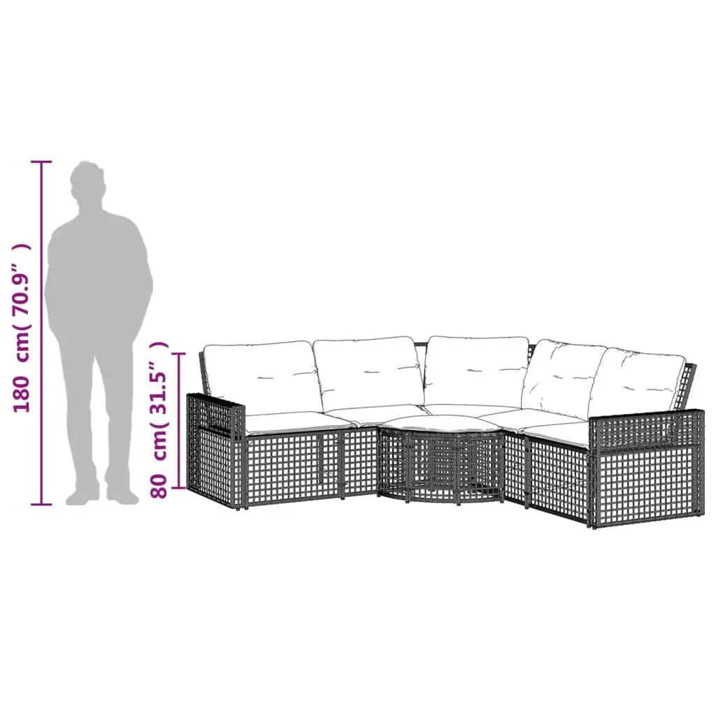 L-Shaped Garden Sofa with Cushions and Footstool