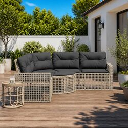 Durable L-Shaped Garden Sofa with Cushions & Footstool