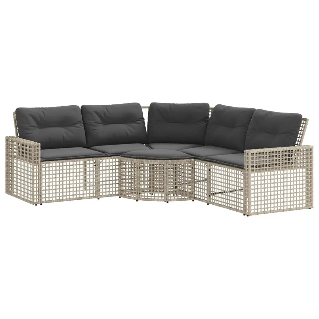 L-Shaped Garden Sofa with Cushions & Footstool