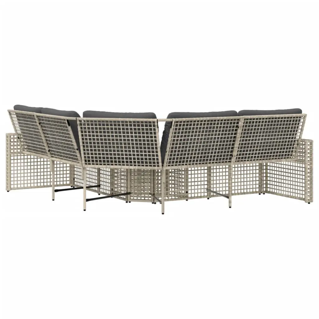 L-Shaped Garden Sofa with Cushions & Footstool